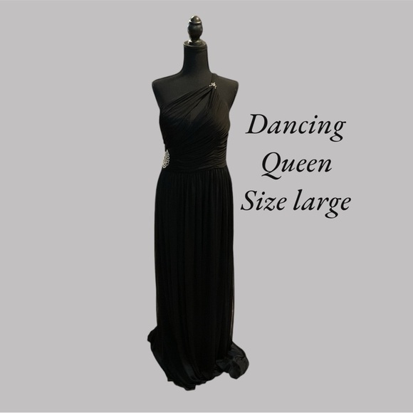 DANCING QUEEN BLACK FORMAL SIZE LARGE PROM WORTHY GENTLY WORN - Picture 1 of 4